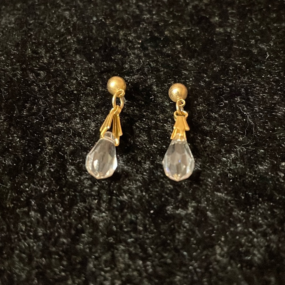 3 for $15 crystal gold-tone drop earrings
